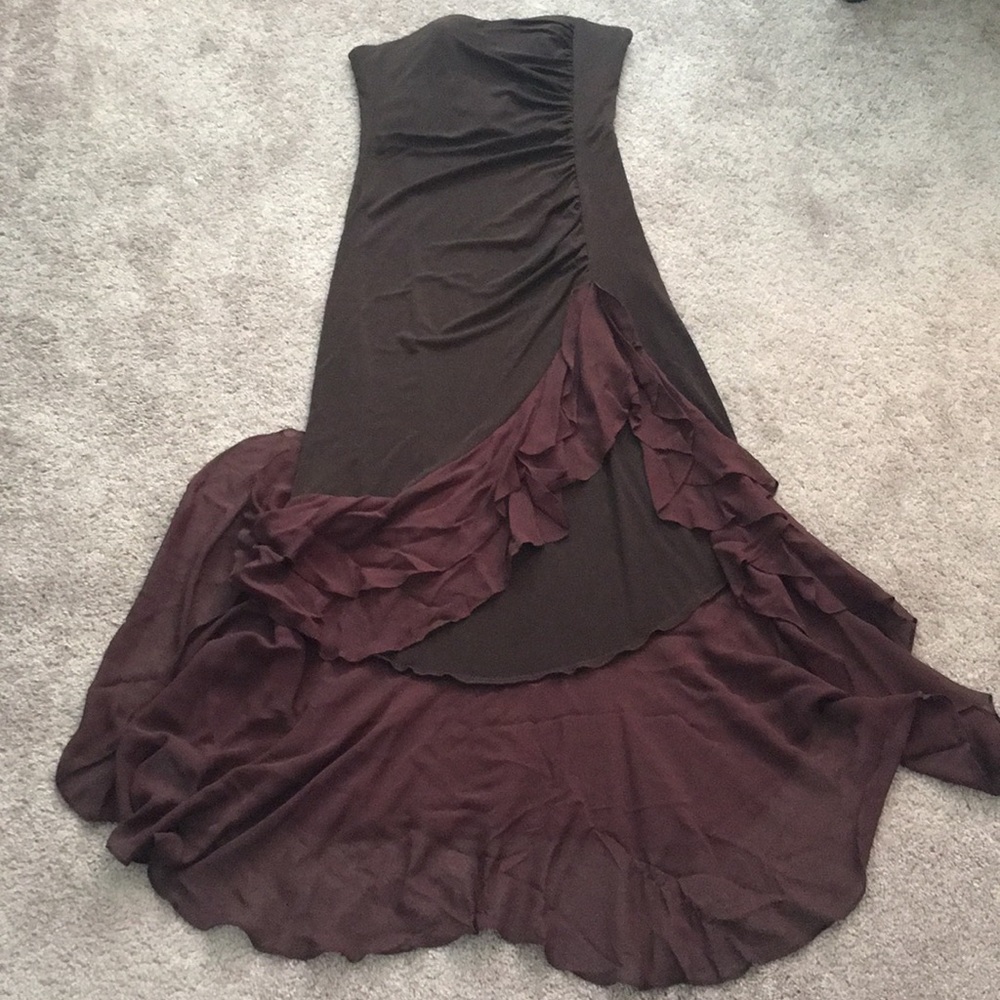 Brown strapless BCBG formal dress